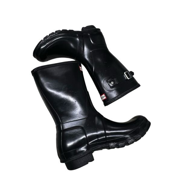 Hunter Original Short Black Gloss Waterproof Rain Boots Comfortable Black Size 9 - Picture 6 of 13